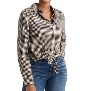 Madewell Gingham Flannel Tie-Waist Shirt